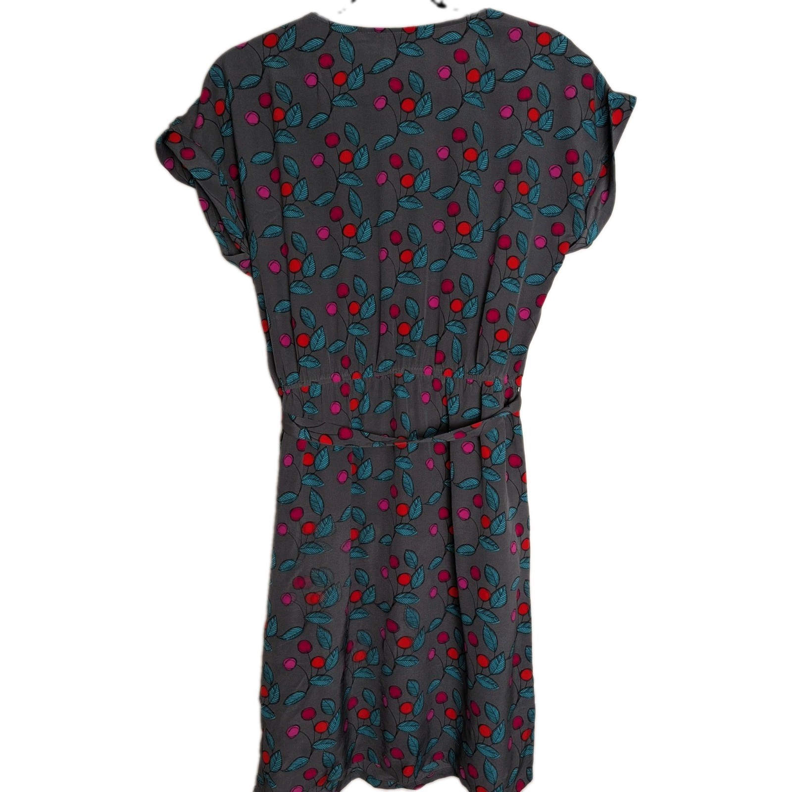 Presley Skye Dress Womens Medium Petite Maize Green Silk Ikat Print Belted Lined
