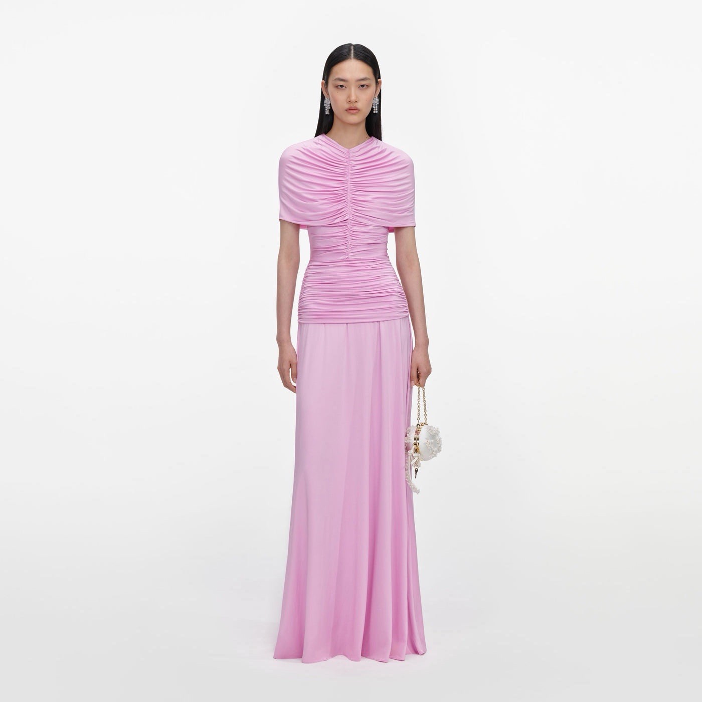 self portrait PINK JERSEY GATHERED MAXI DRESS $ 740 Size US 2 UK 6
