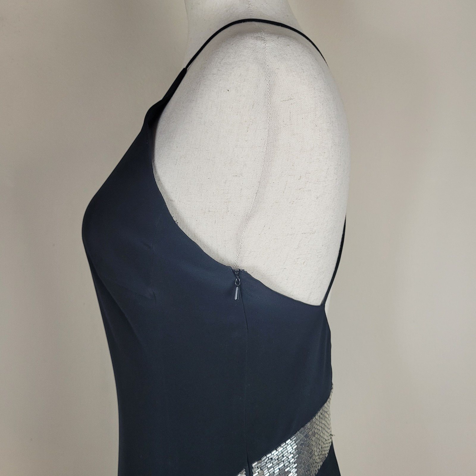 VTG Niteline Dress 6 Black Long Beaded Evening 90s Gown Column Sexy Red Carpet