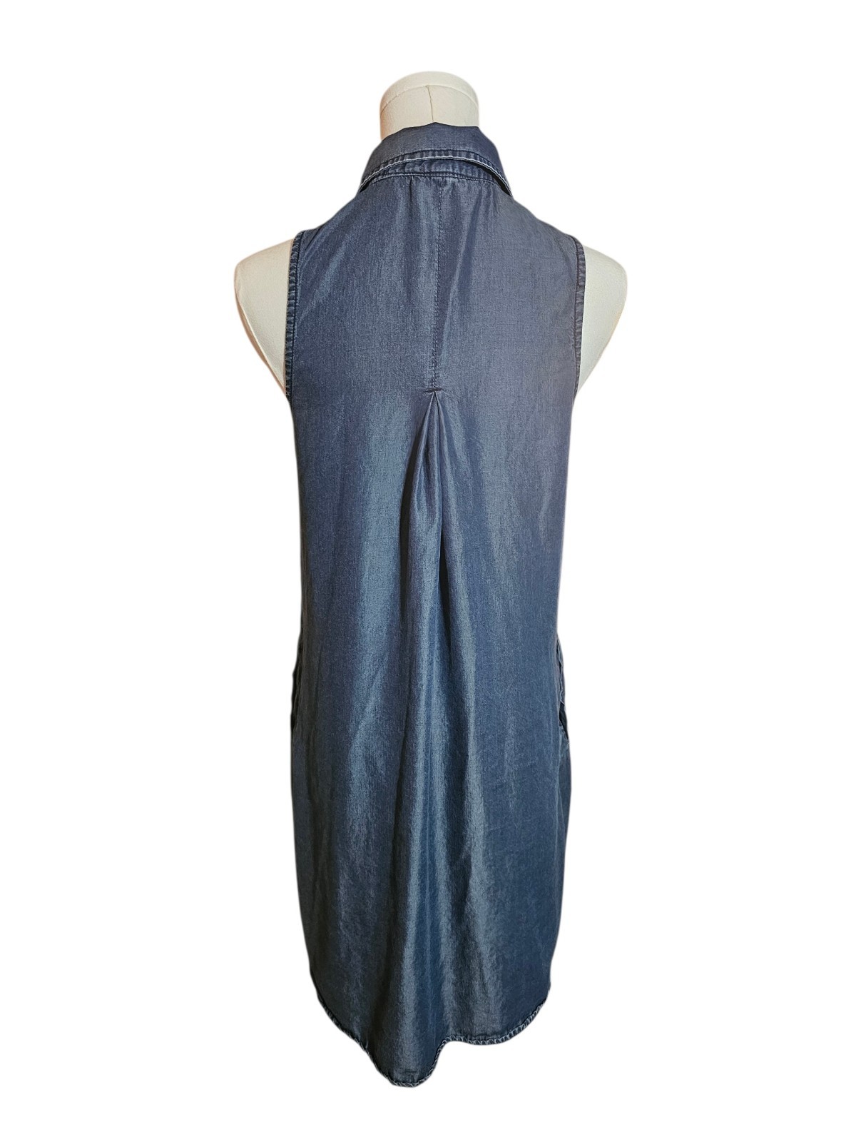 Thread & Supply Small Sleeveless Denim Above The Knee Button Down Shirtdress