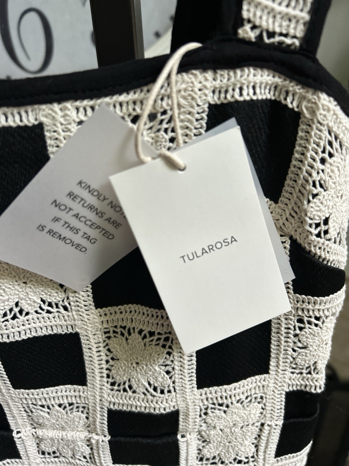 NEW NWT $238 TULAROSA “Anna” black white patchwork maxi dress – sz XXS