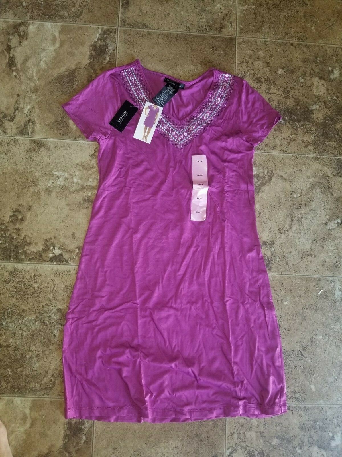 Nwt Womens Design History T-Shirt Dress Short Sleeved Purple Green S M L XL 2XL