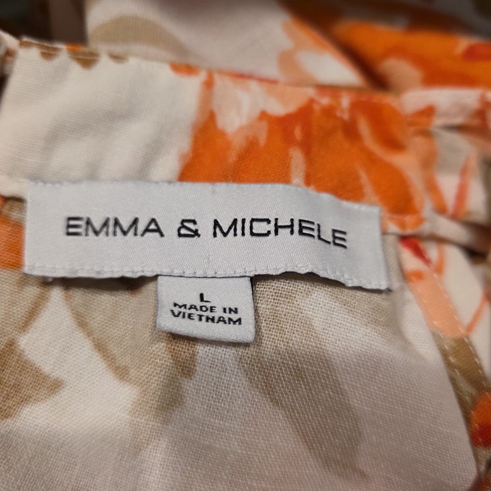 PRICE DROP -Emma & Michele Sleeveless Coral/White Dress Tropical Floral Womens L