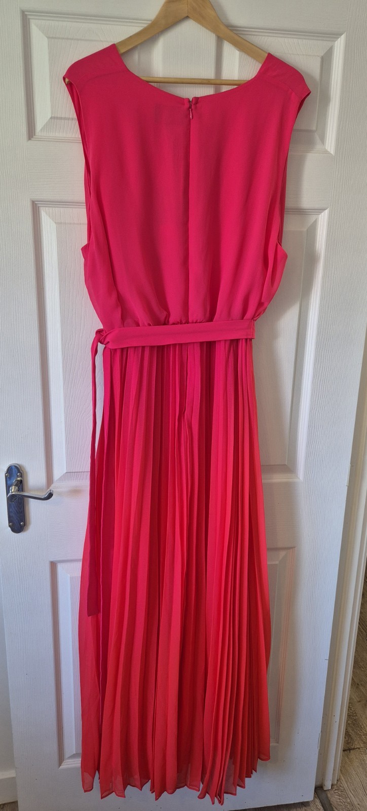 Phase Eight Pink/Red Ombre Piper Dress, Occasion Pleated Maxi, Size 2XL NWTS