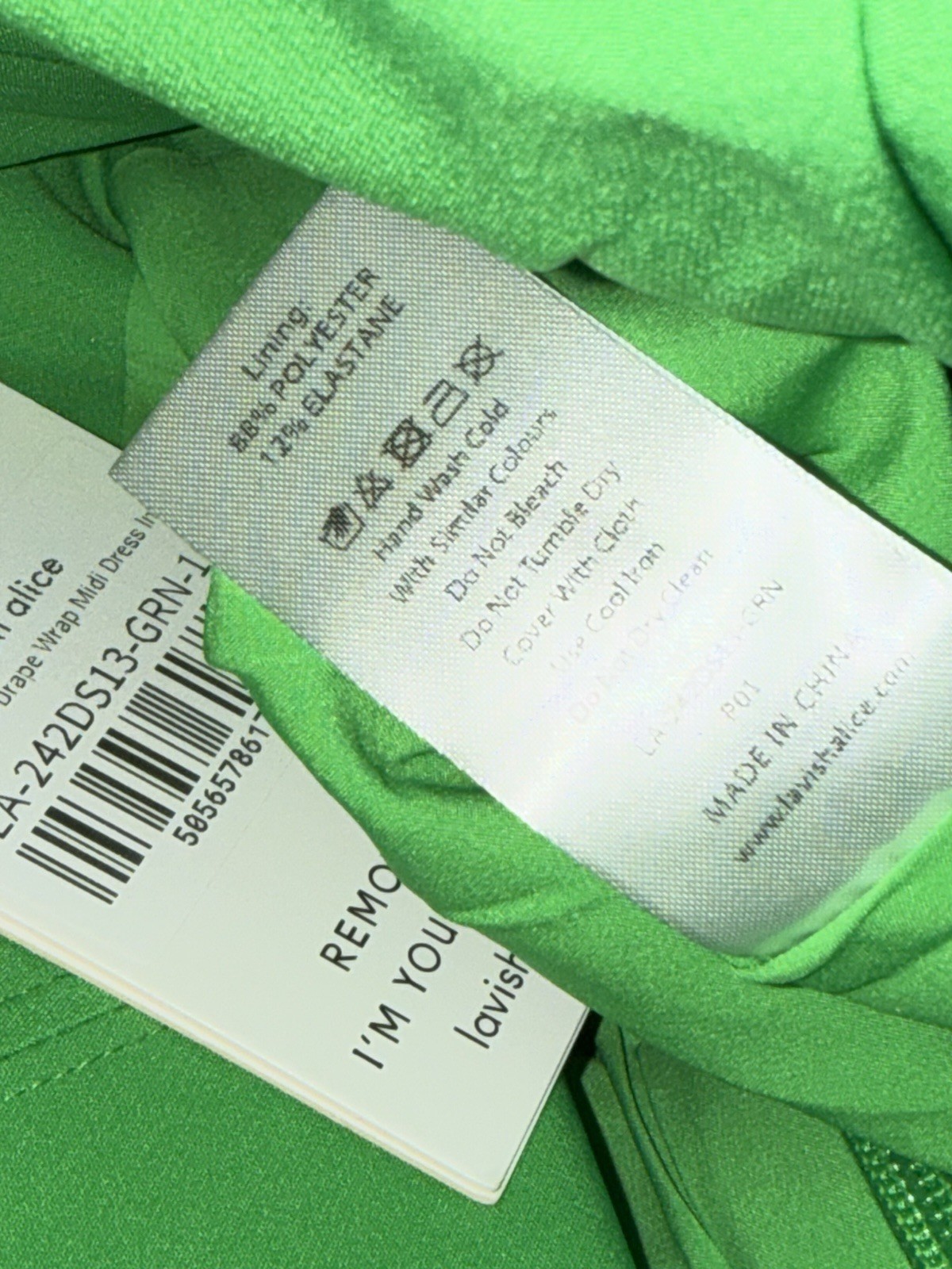 Lavish Alice Off Shoulder Drape Wrap Midi Dress Green US 6