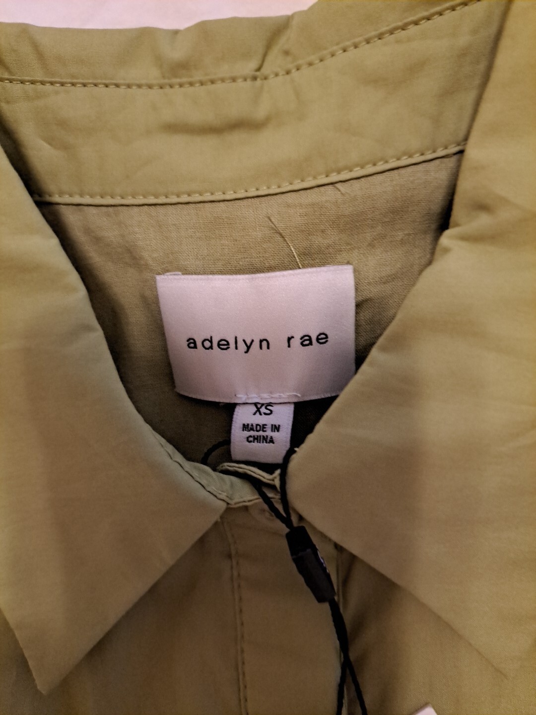 NWT Adelyn Rae Dustina Dress Woven Point Collar Embroidered Hem Green Sz XS #126