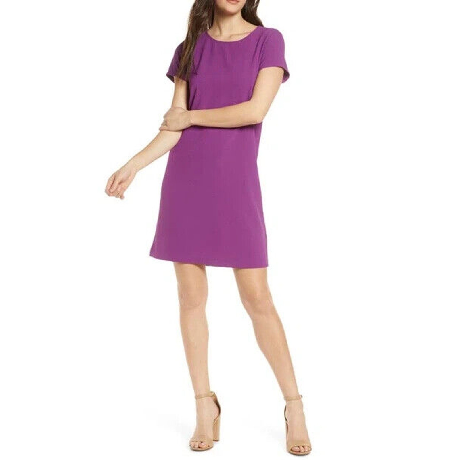 CHELSEA28 NEW $89 Crepe Shift Dress in Purple Orb Small