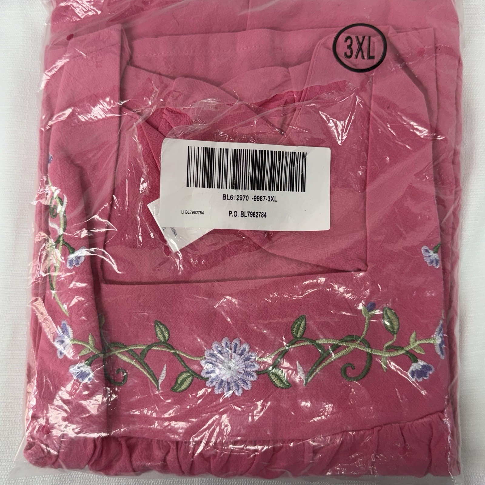 Blair House Dress Plus Size 3X Berry Pink Embroidered Funky MuuMuu Flowers