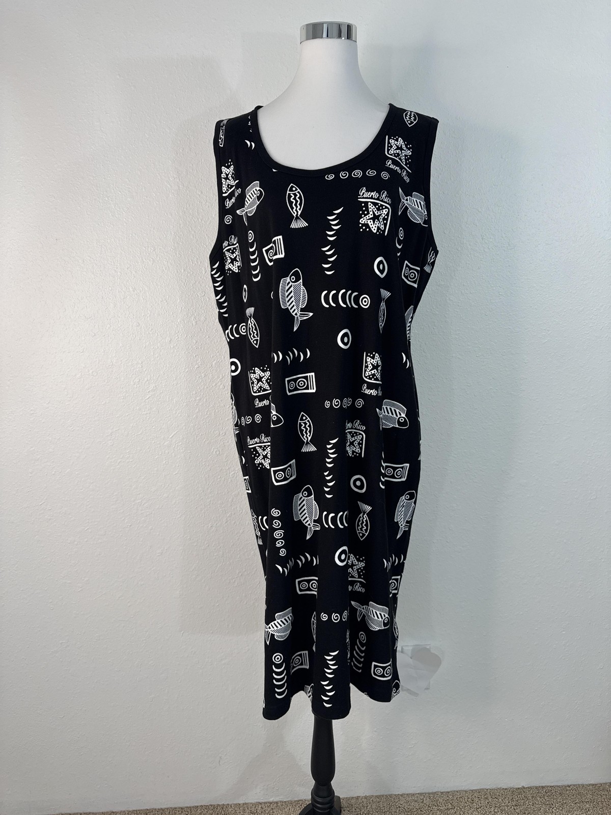 Super Souvenir Dress Womens XL Puerto Rico Fish Print Tank Beachwear Summer