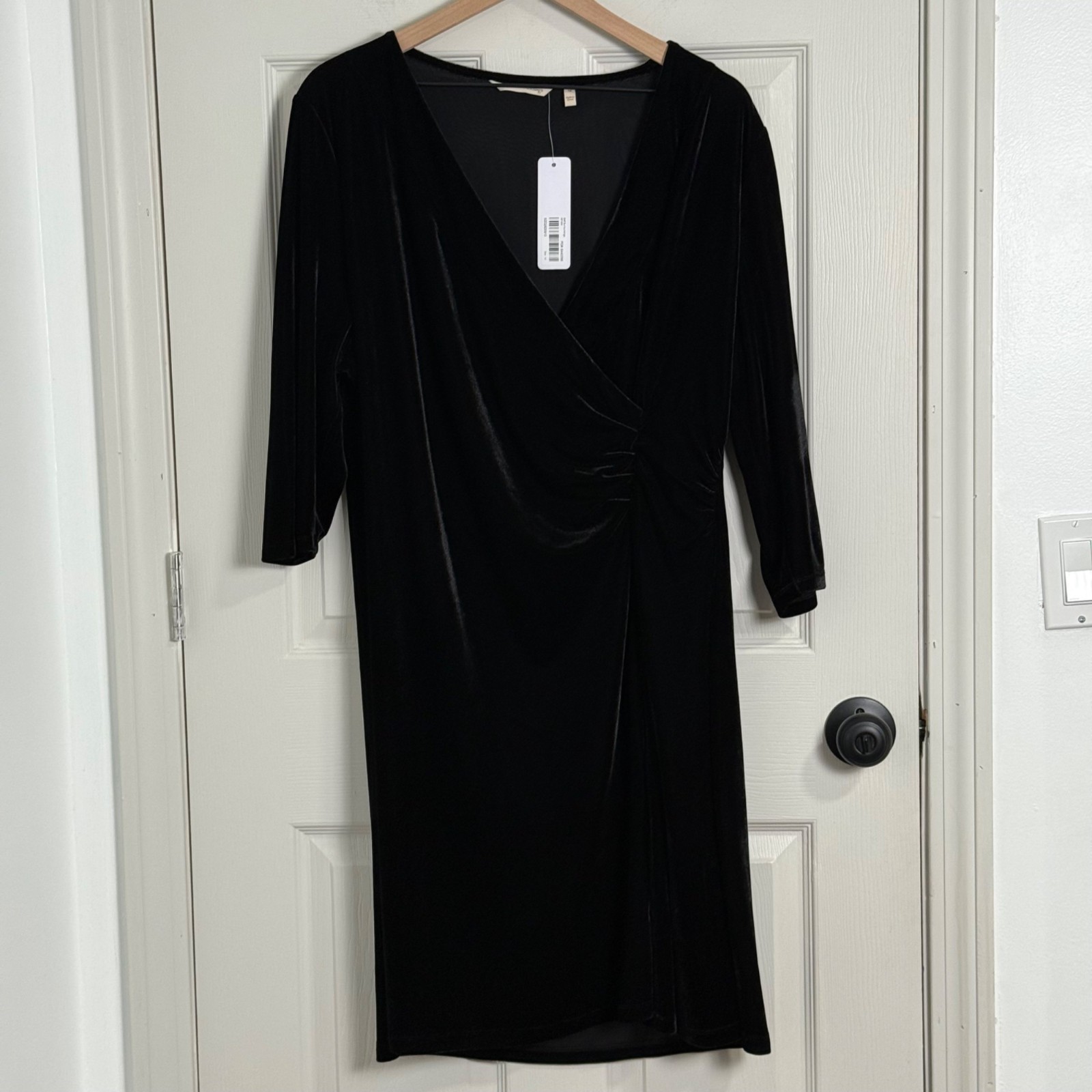 Soft Surroundings Velvet Dress Womens 1X Black Classic Elegant Timeless NWT