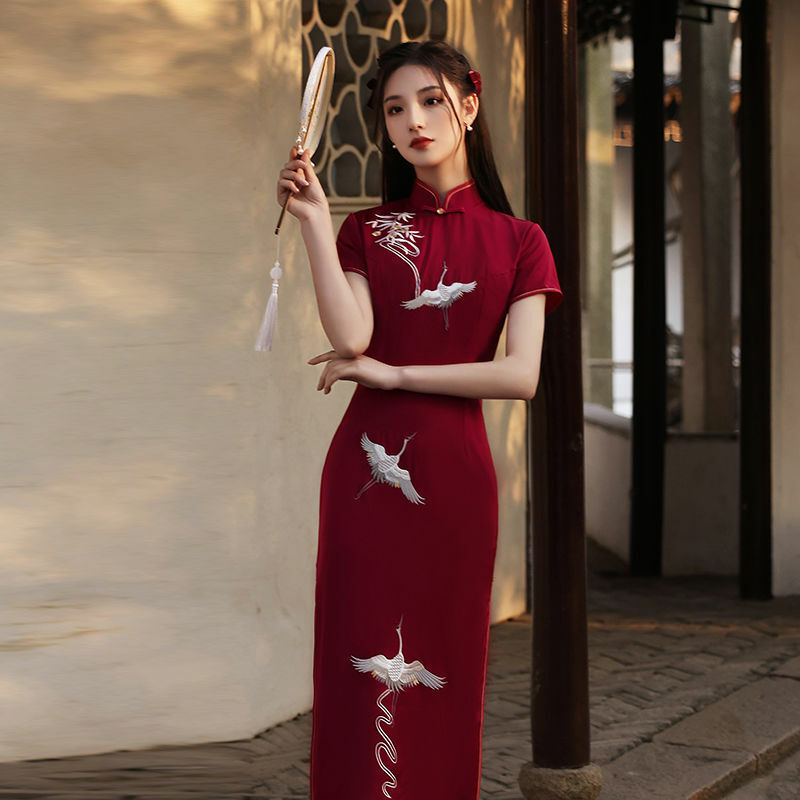 Chinese Traditional Oriental Dress Summer Black Modern Elegant Cheongsam Qipao