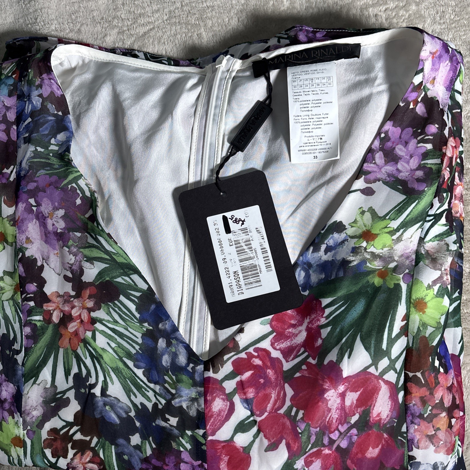 Marina Rinaldi Floral Short Sleeve Midi Dress NWT Size US 24W $885 NEW