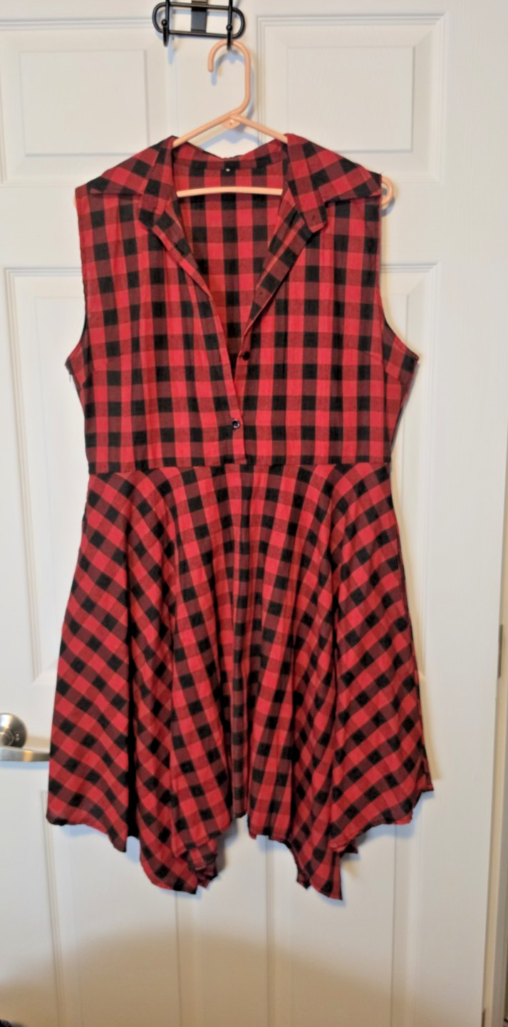 VTG Plaid Handkerchief Dress L/XL: PUNK/ ROCKABILLY/ METAL/ GRUNGE/ Y2K