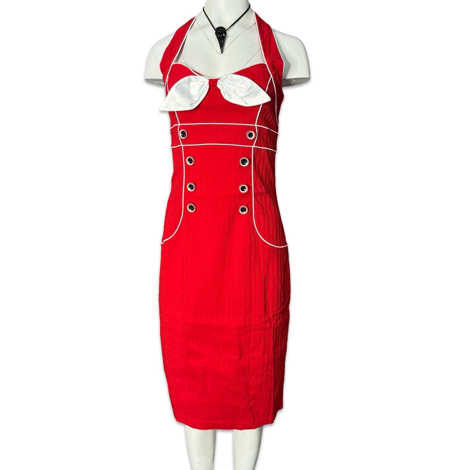 Voodoo Vixen Vintage Pencil Red 50’S Emo Pin Up Rockabilly Dress DRA2079