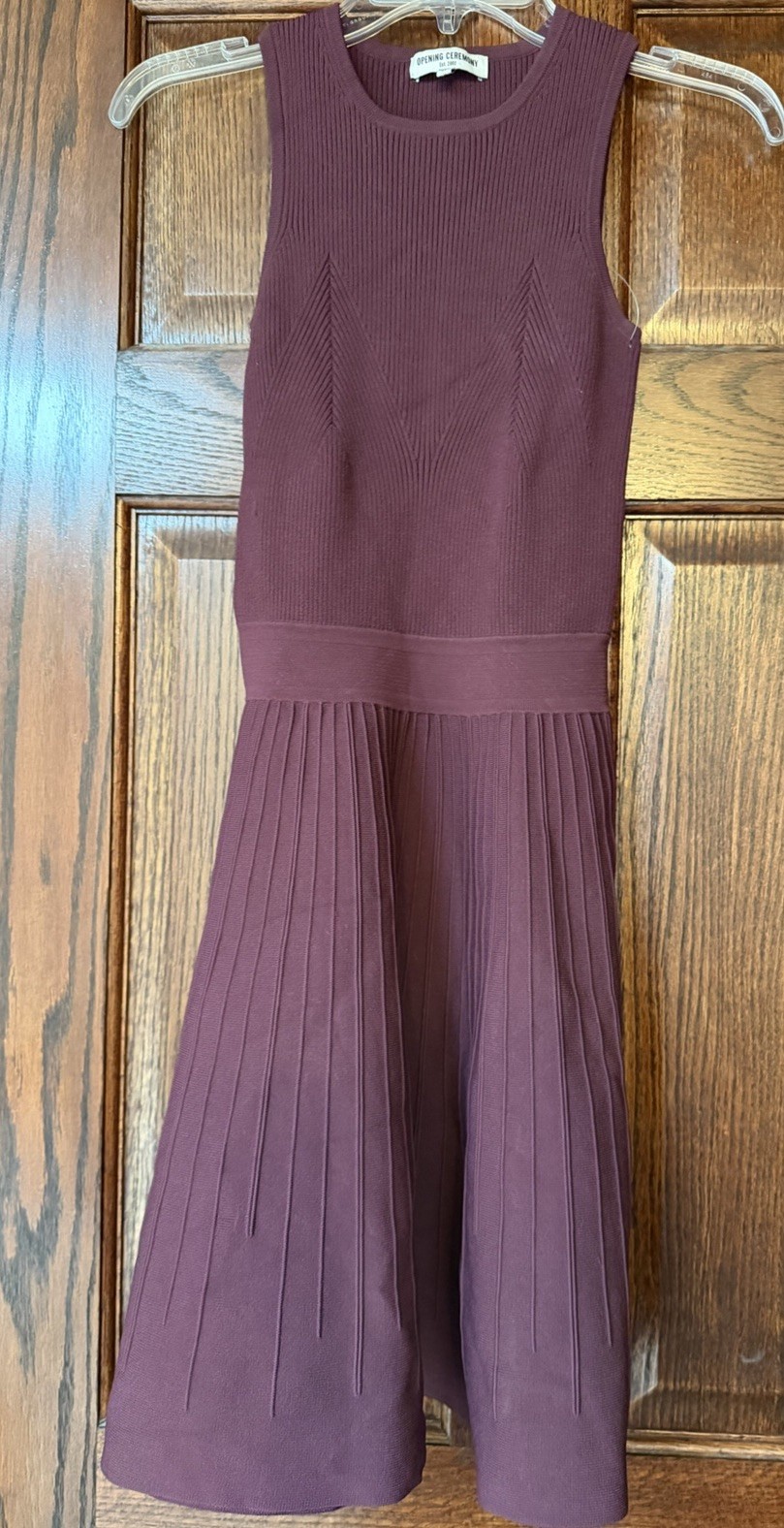 Opening Ceremony Sleeveless Ribbed Knit Mini Dress Plum Purple Size XS NWOT