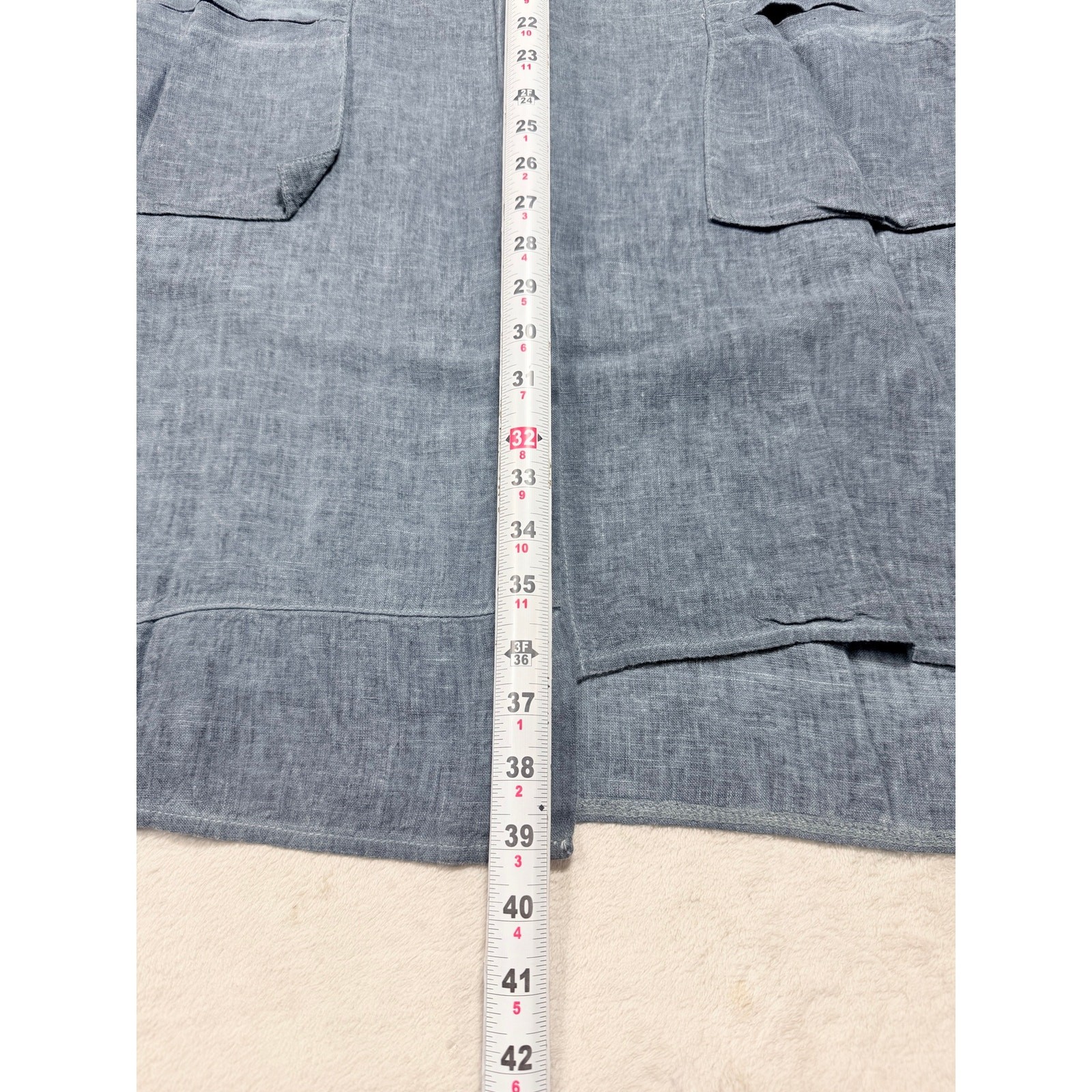 Inizio 100% Natural Linen Dress Medium M Blue Slate Hooded Button Front Maxi