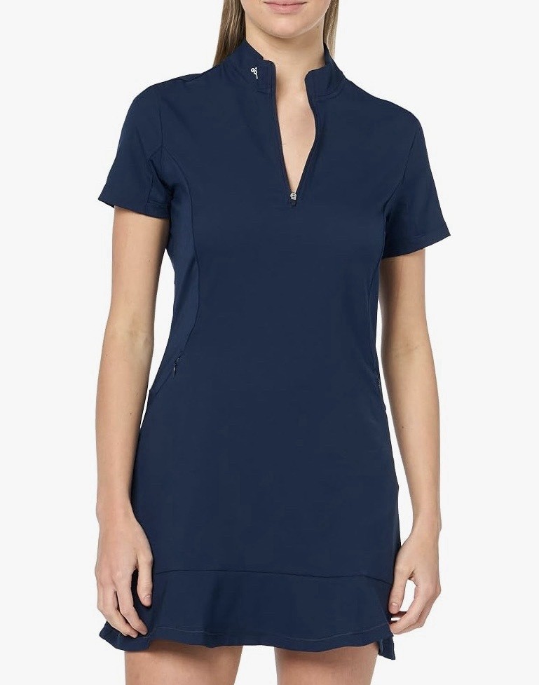Adidas Frill Golf Dress Blue Pockets Womens Medium Recycled Materials Activewear