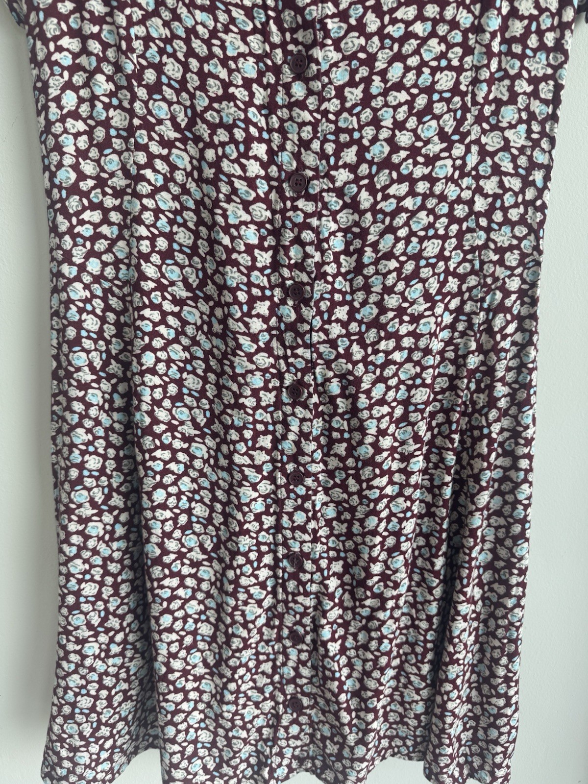 Vintage Y2K Mudd Floral ButtonFront Dress Corset Tie Back Pockets Burgundy Small