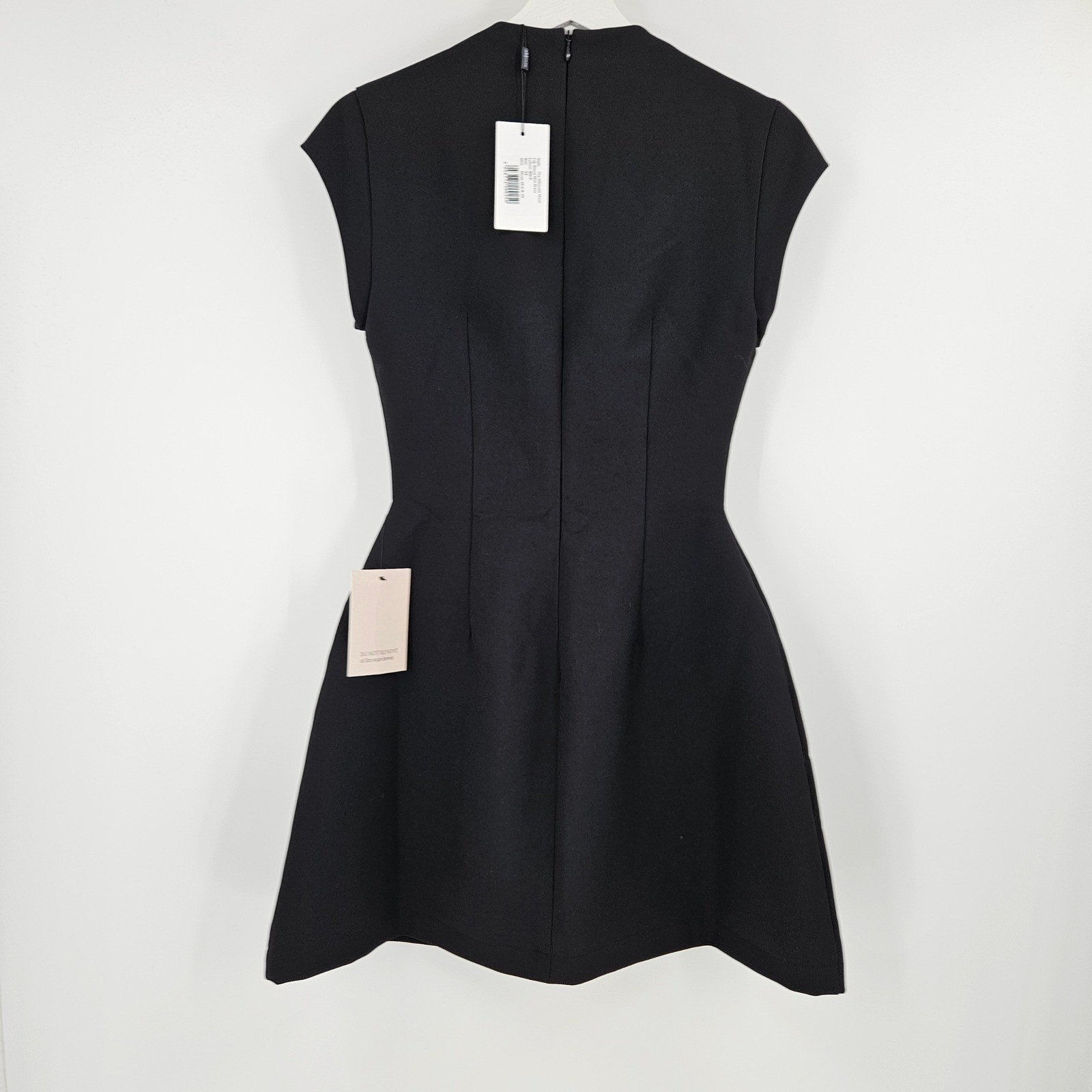 Odd Muse Ultimate Muse Cap Sleeve Mini Dress Black Flap Pockets High Neck NWT XS