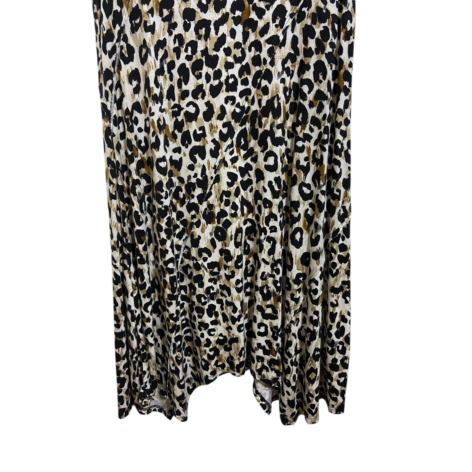 Westbound Leopard Print Handkerchief Hem Midi Dress Boho Safari Edgy Western M