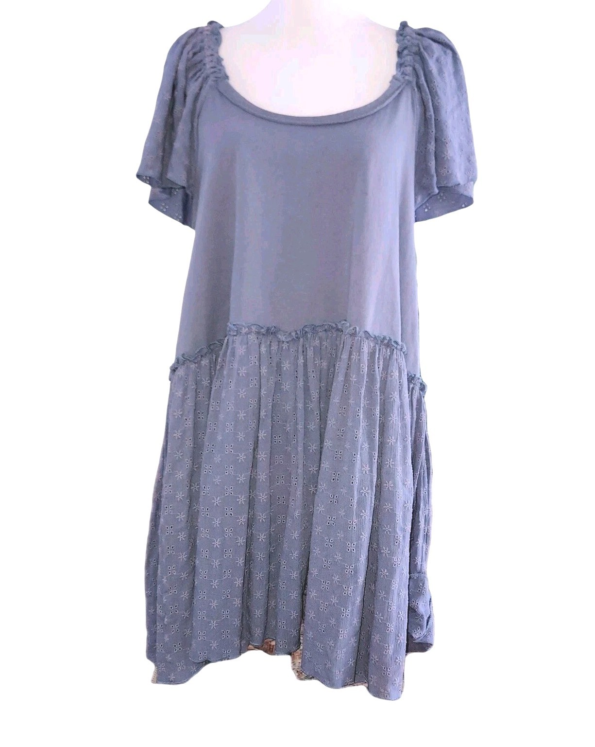 The Collection Texas Blue Eyelet Babydoll Dress – Boho- Coastal Cowgirl M