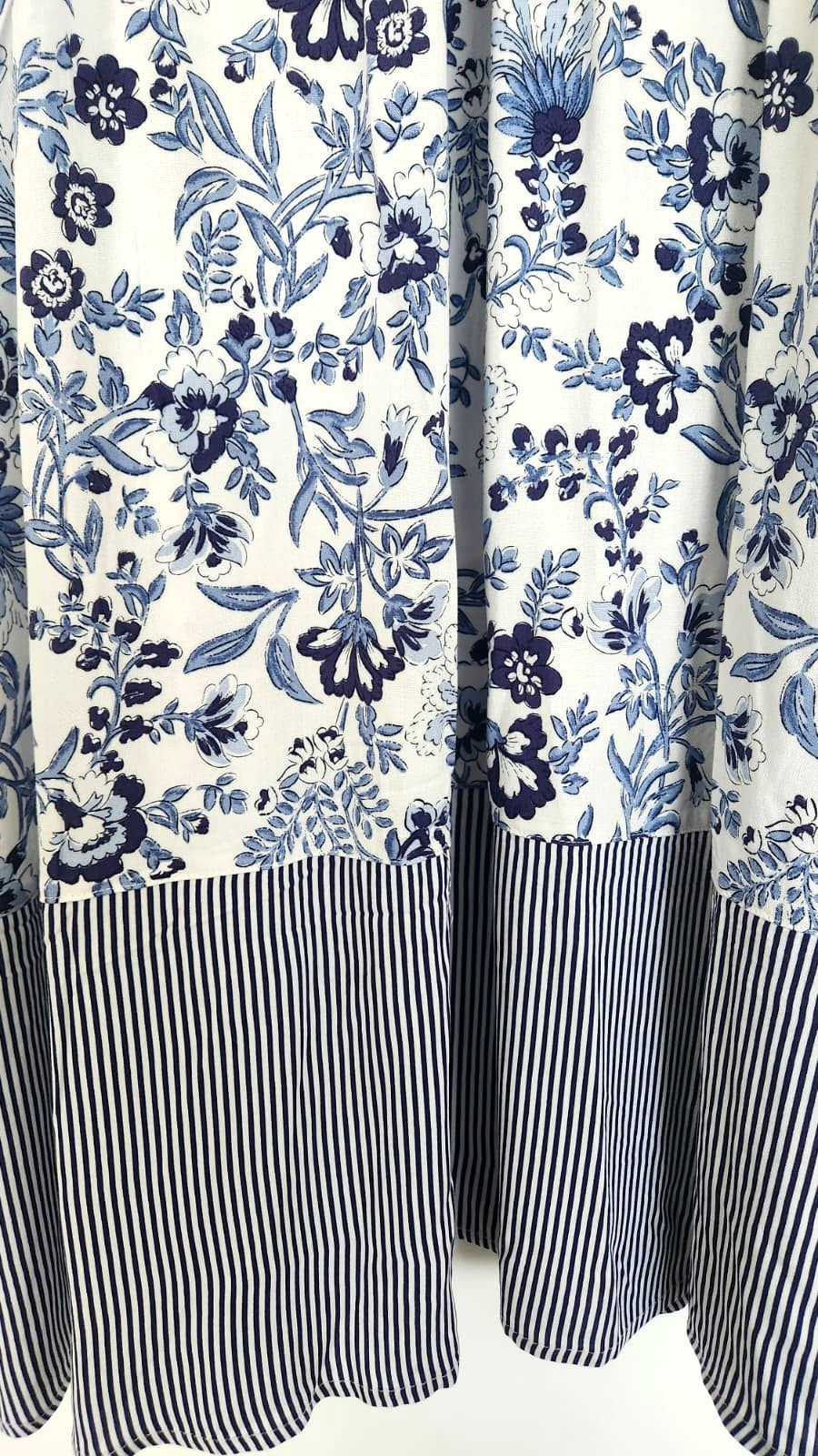 ✨NEW! Modern ELLEN TRACY Blue Cottage Floral Farm Long Maxi Dress Rio Gypsy $149