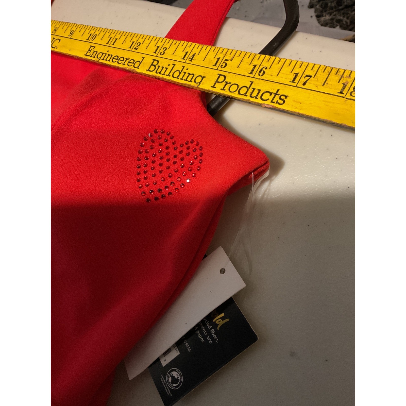 2 Planet Gold Red & Black Square Neck Sparkle Heart Mini Dress XL