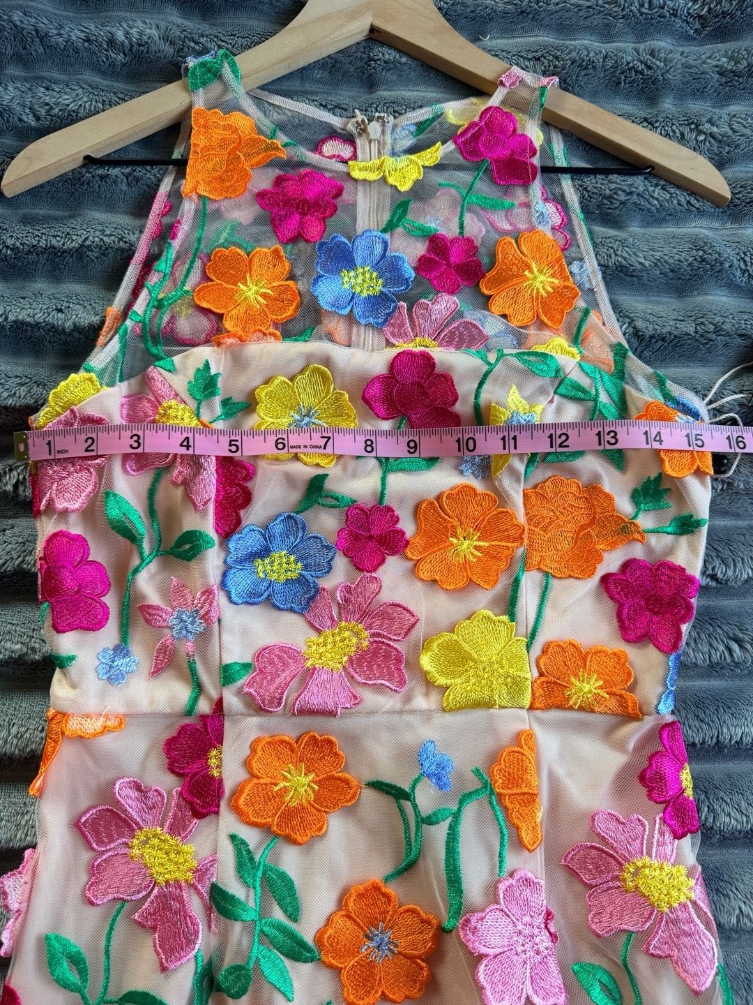 Adrianna Papell Embroidered Column Dress 3D Flowers Coquette Cottagecore