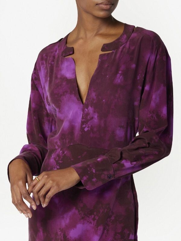 Equipment Joelle Purple Long Sleeve Silk Midi Dress Size 12 $550