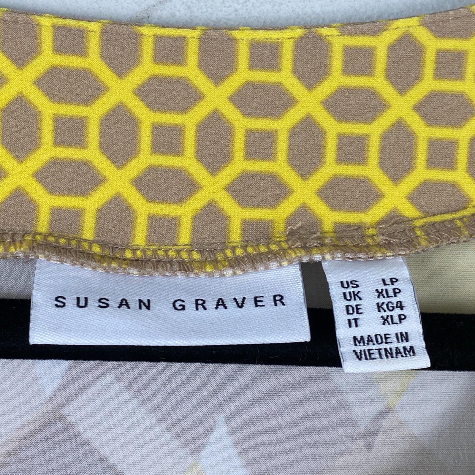 Susan Graver Printed Liquid Knit Split Neck Dress Size Petite Large Pockets