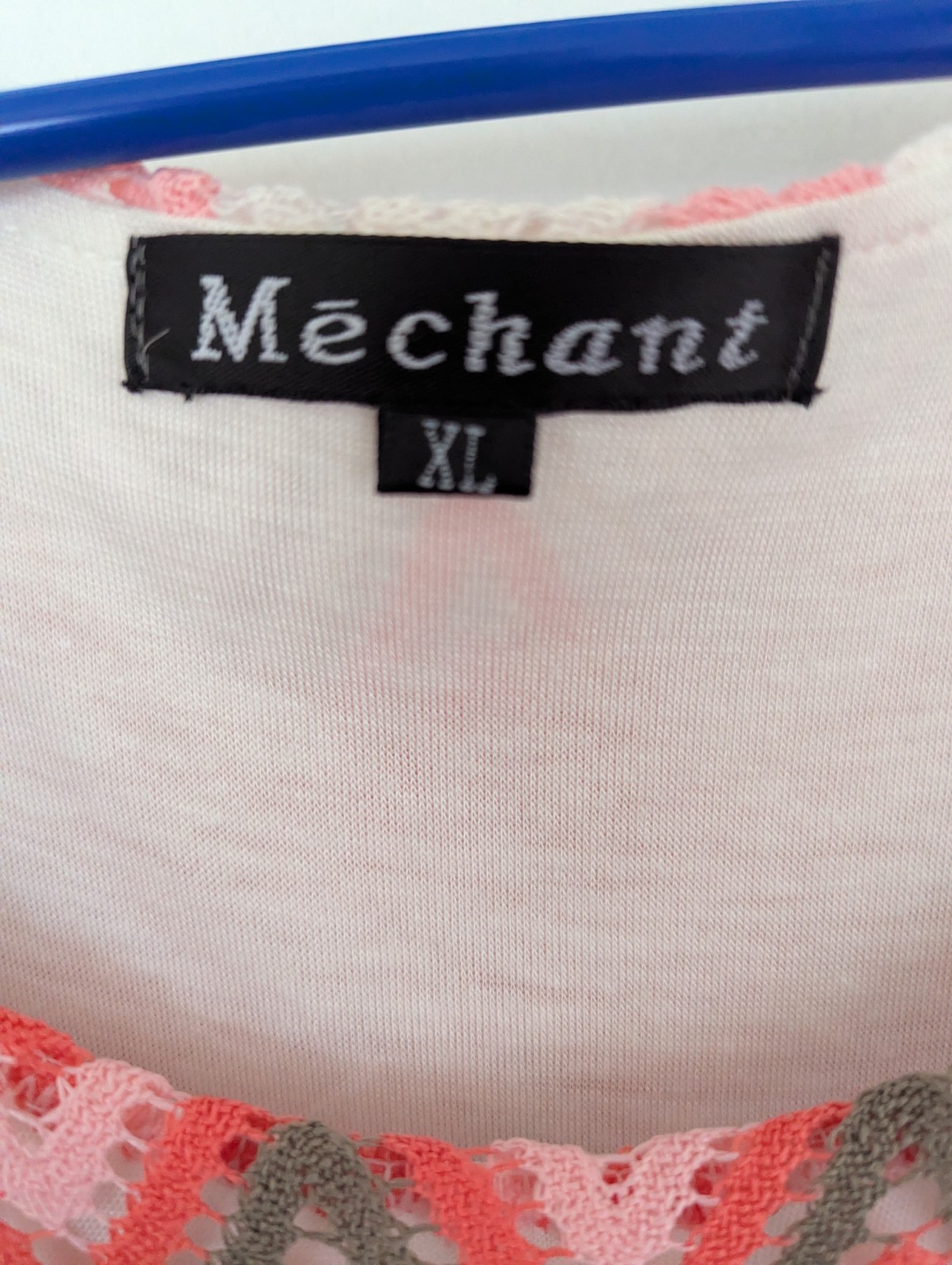 Mechant Red White Chevron Shift Dress Knee Length Long Sleeve Lace Scoop XL