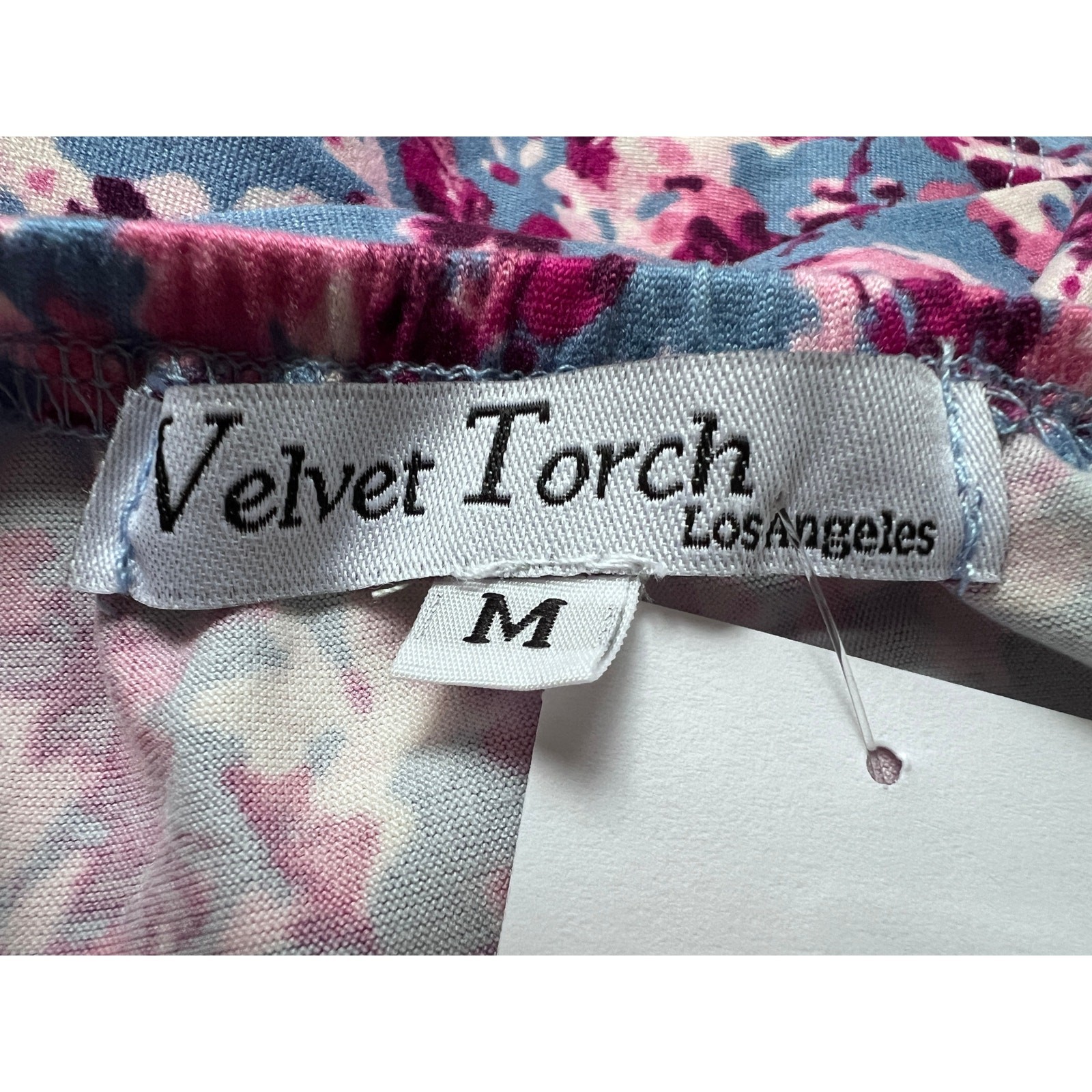 Velvet Torch Womens Medium Blue Pink Floral Long Sleeve Short Dress Swiftie NEW