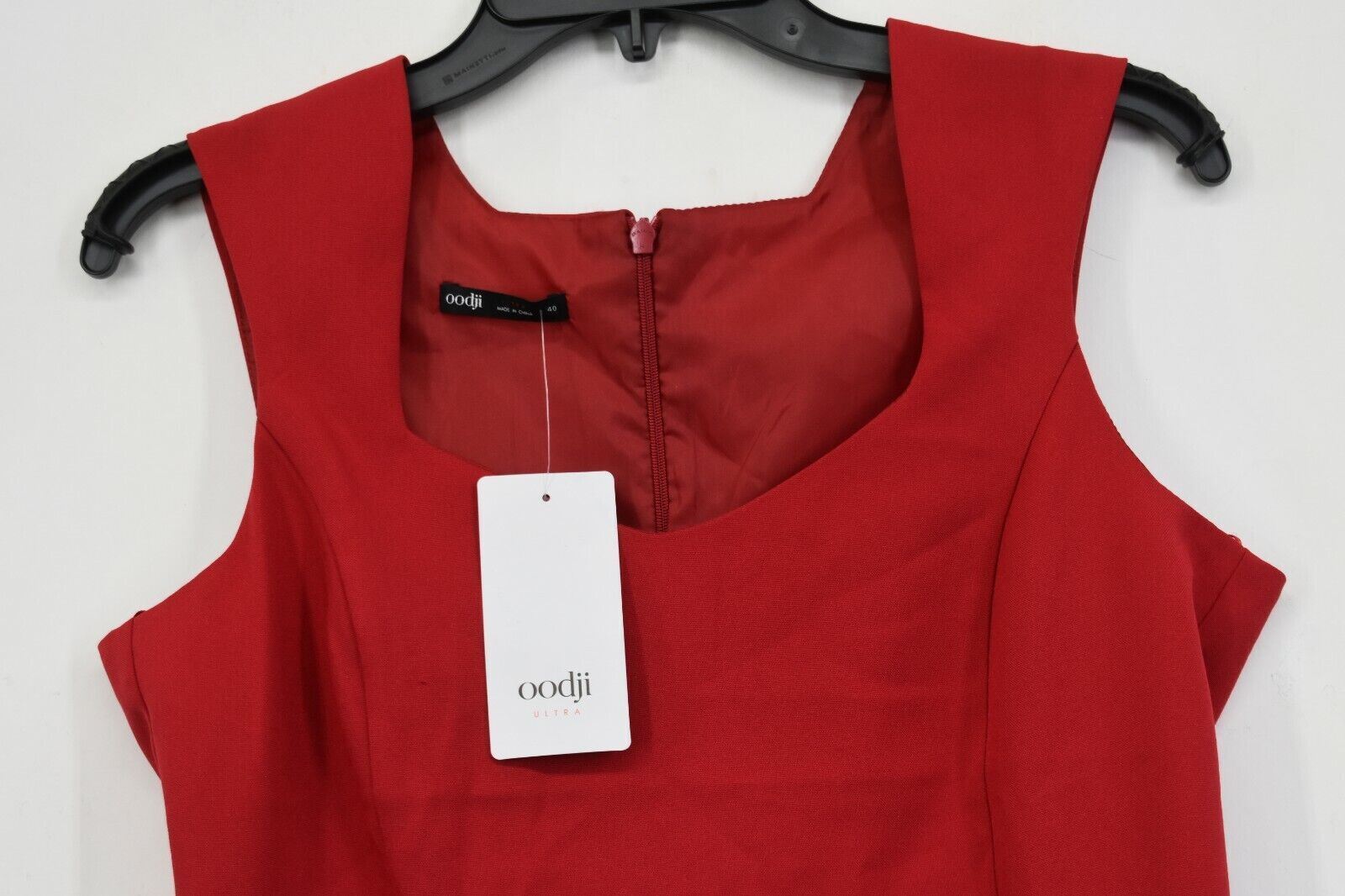 Oodji Ultra Womens Red Solid Sleeveless Sweetheart Neck Slim-Fit Bodycon Dress 6