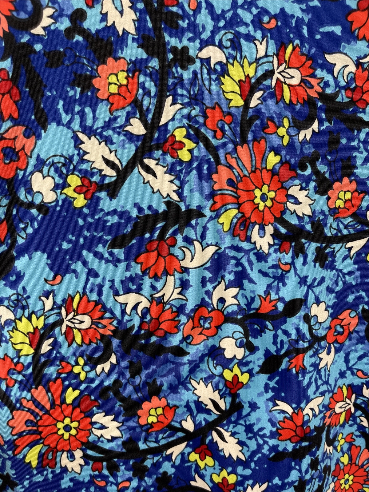 NWT Lularoe Medium Blue Orange White Green Floral Dani Long Column Dress