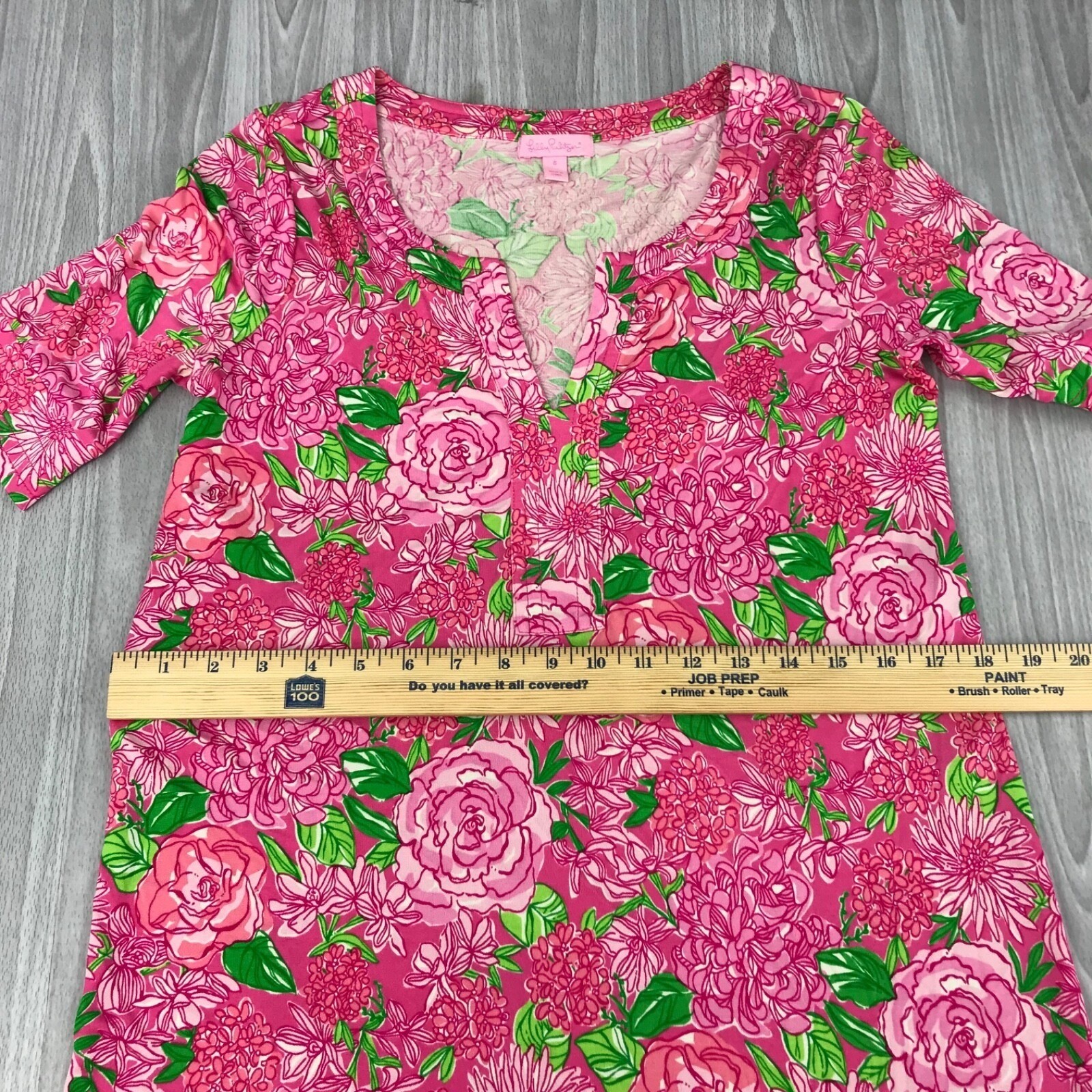 Lilly Pulitzer Pink Floral Silk Jersey Shift Dress Short Sleeve Size 6