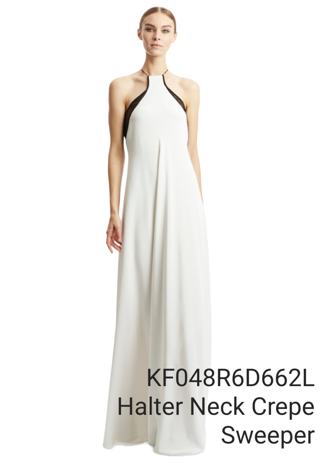 KAUFMANFRANCO Runway Collection Blue 100% Silk Halter Neck Sweeper Gown 2 $2850