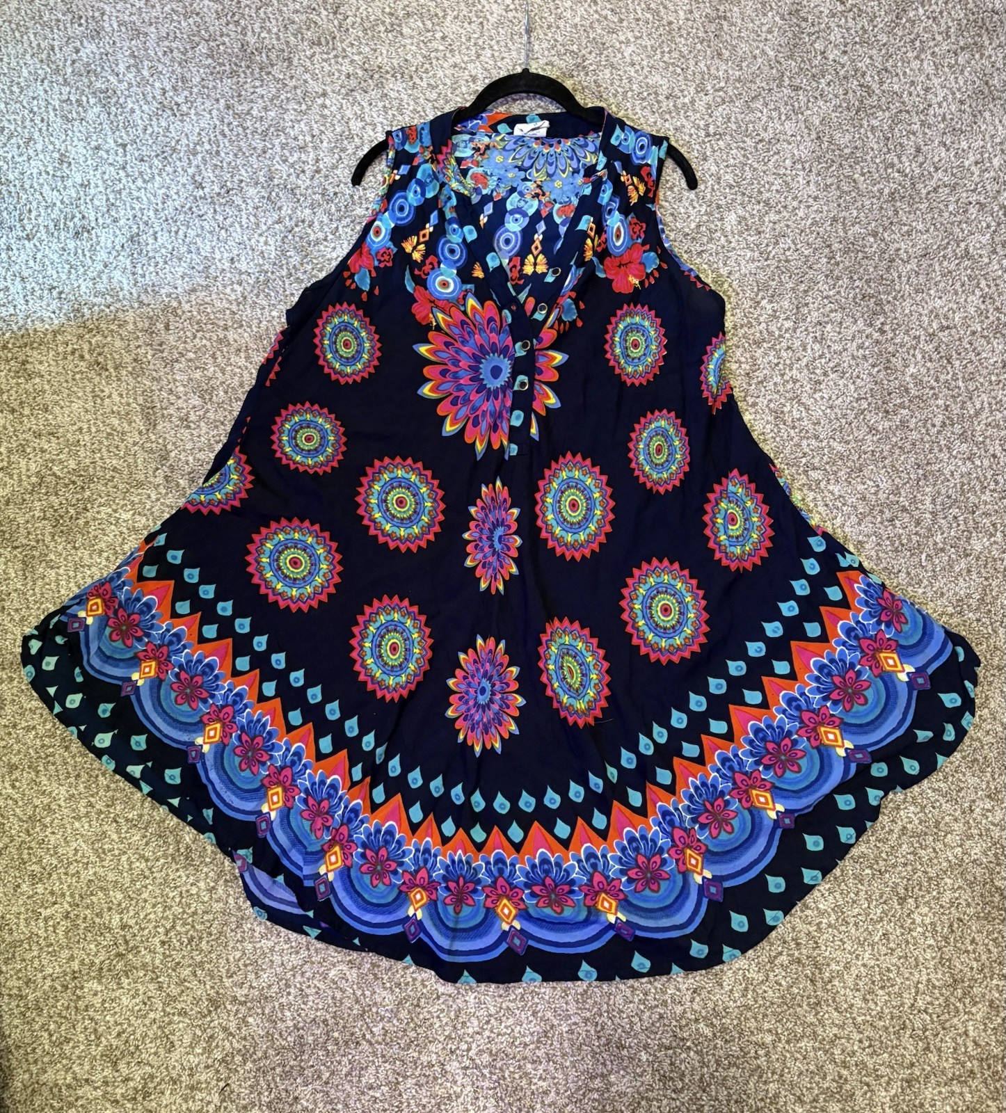 Seven Islands New York Patterned Midi Sleeveless Sundress Size 2x