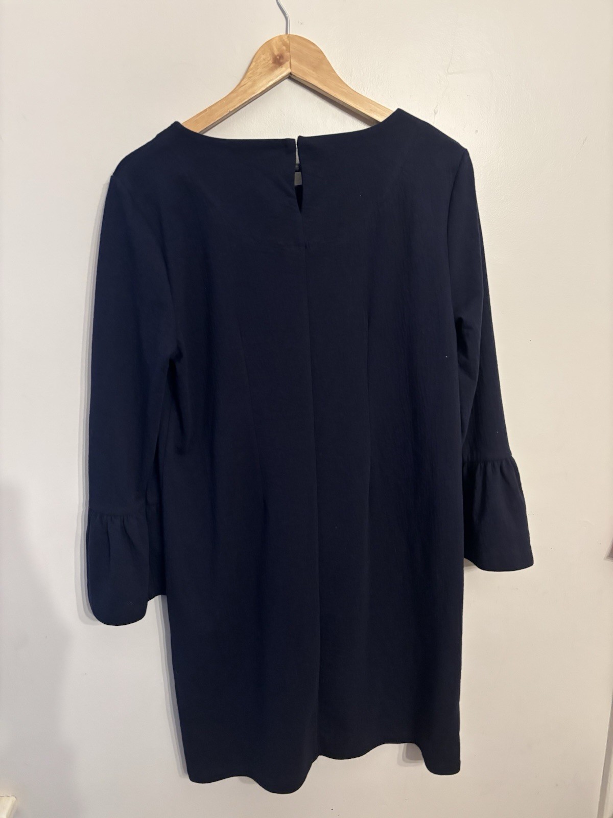 J.Crew Women’s Navy Ruffle Bell-Sleeve Shift Dress Cotton Blend Large New $79.50