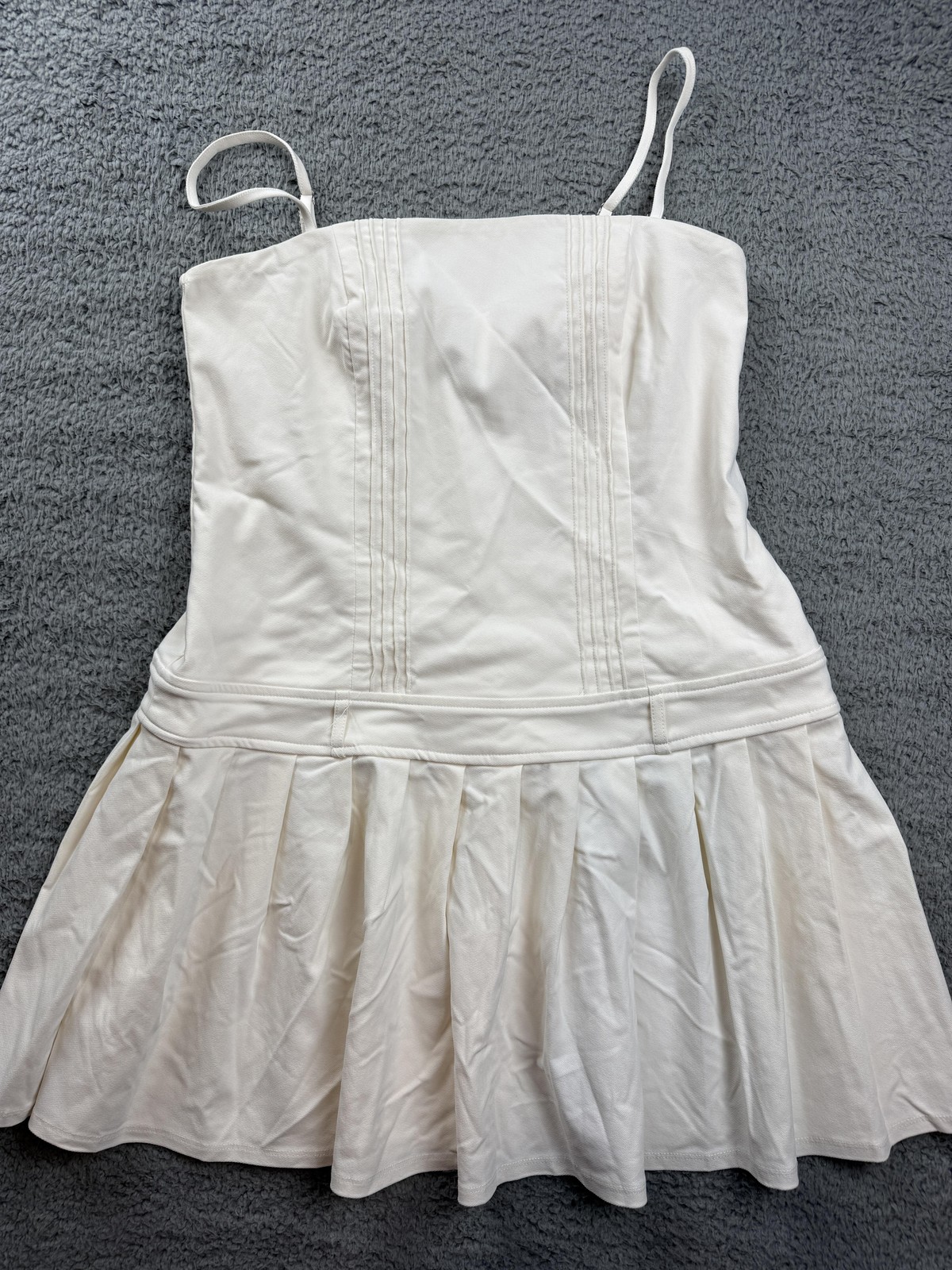 Wild Fable Dress Womens Small White Fit & Flare Mini Spaghetti Strap Pleated