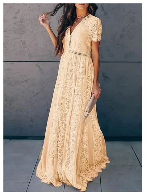 BLENCOT Maxi Dress NMWT Boho Floral Lace V Neck Blush Womens Size XL