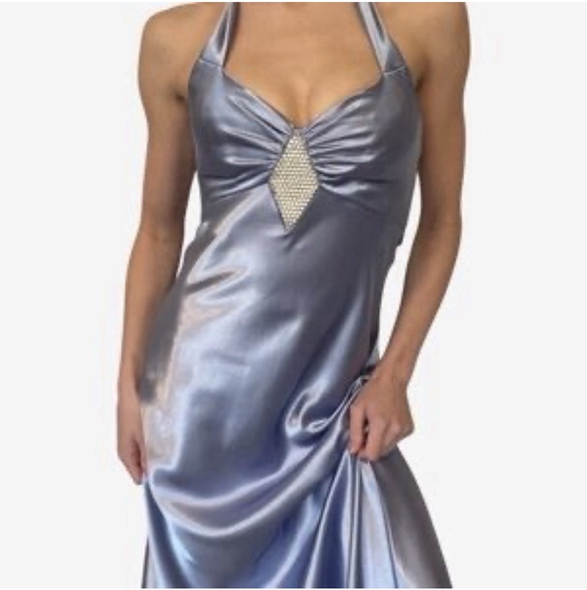 NWT Vintage Jessica McClintock for Gunne Sax Dress Light Blue Satin Halter Sz 6