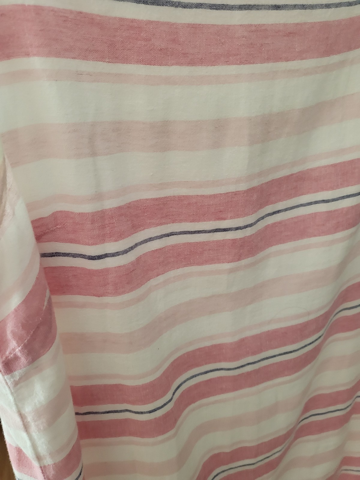 Beach Lunch Lounge Dress Womens Large Pink White Stripe Linen Blend Summer