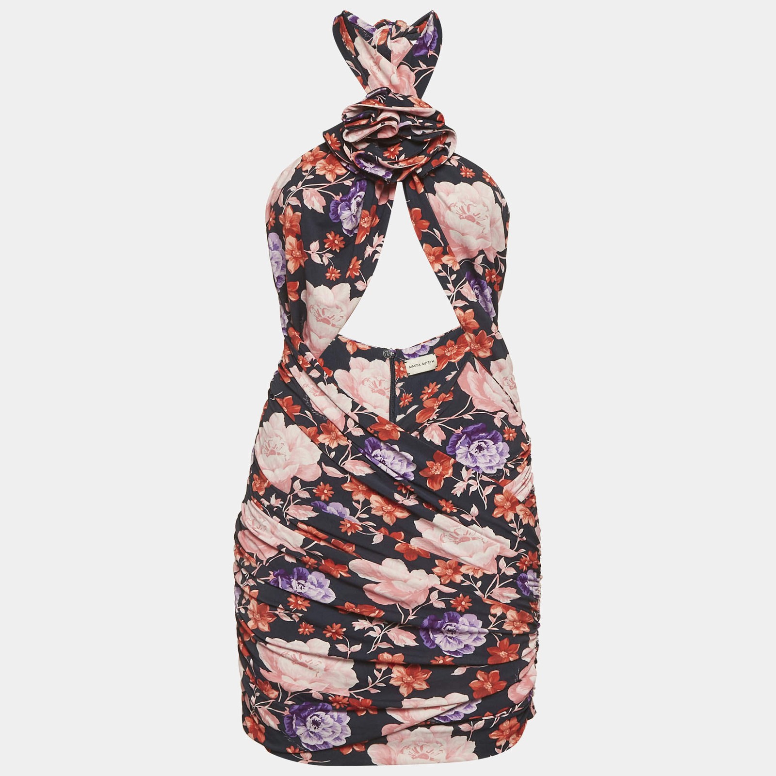 Magda Butrym Multicolour Floral Print Jersey Ruched Mini Dress S
