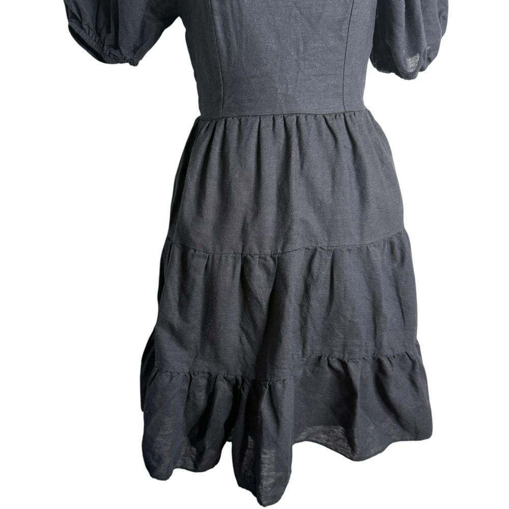 Chelsea & Violet Puff Sleeve Mini Dress Tiered Open Back Milkmaid Size XS