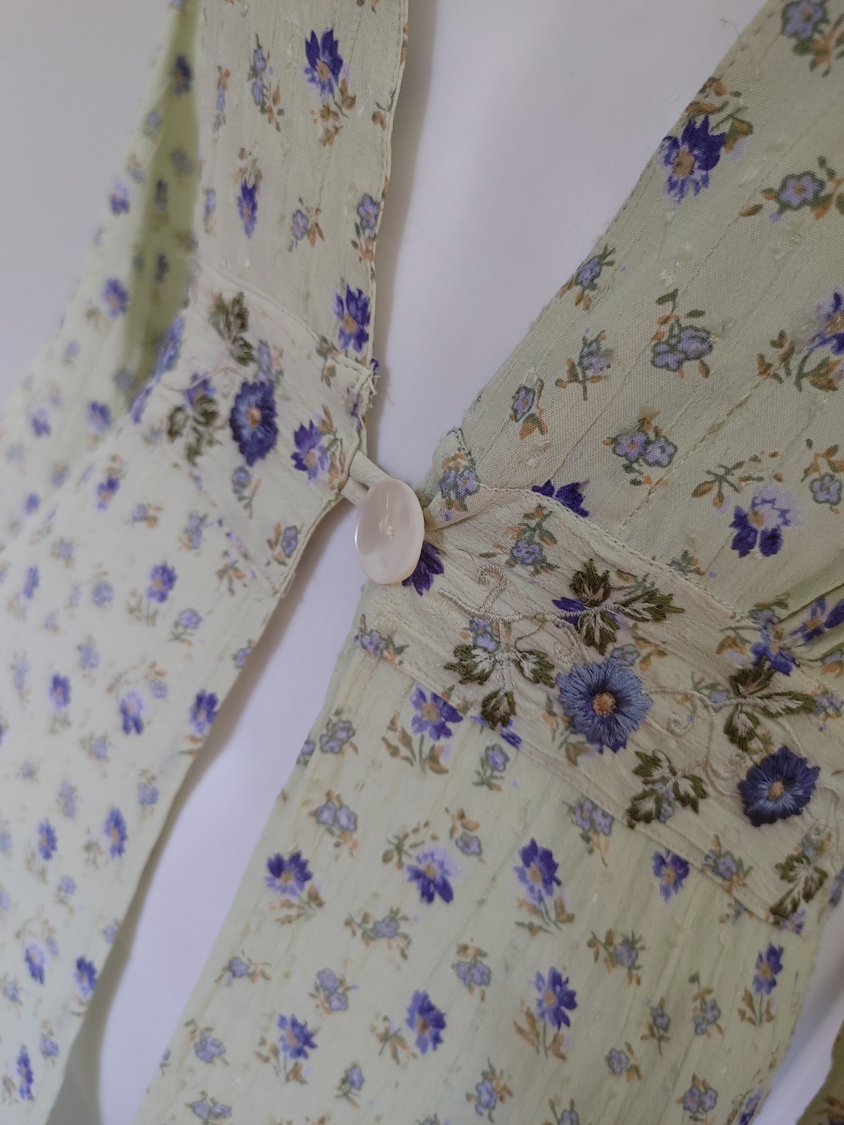 90s Vintage April Cornell Ditsy Floral Prairie Cottage Duster dress Midi M