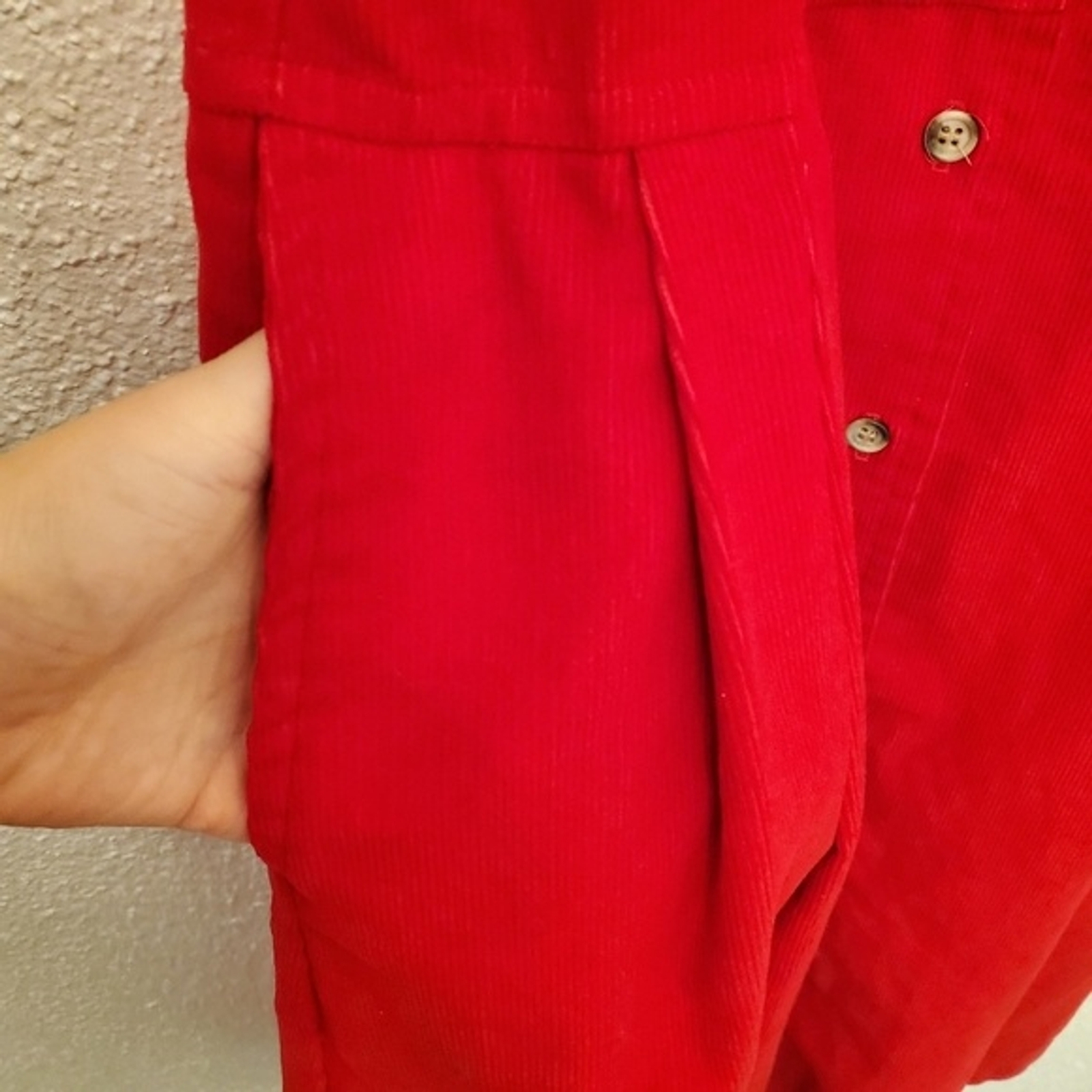 Willowbend Size 6 Cotton Blend Vintage Sleeveless Corduroy Red Button down dress