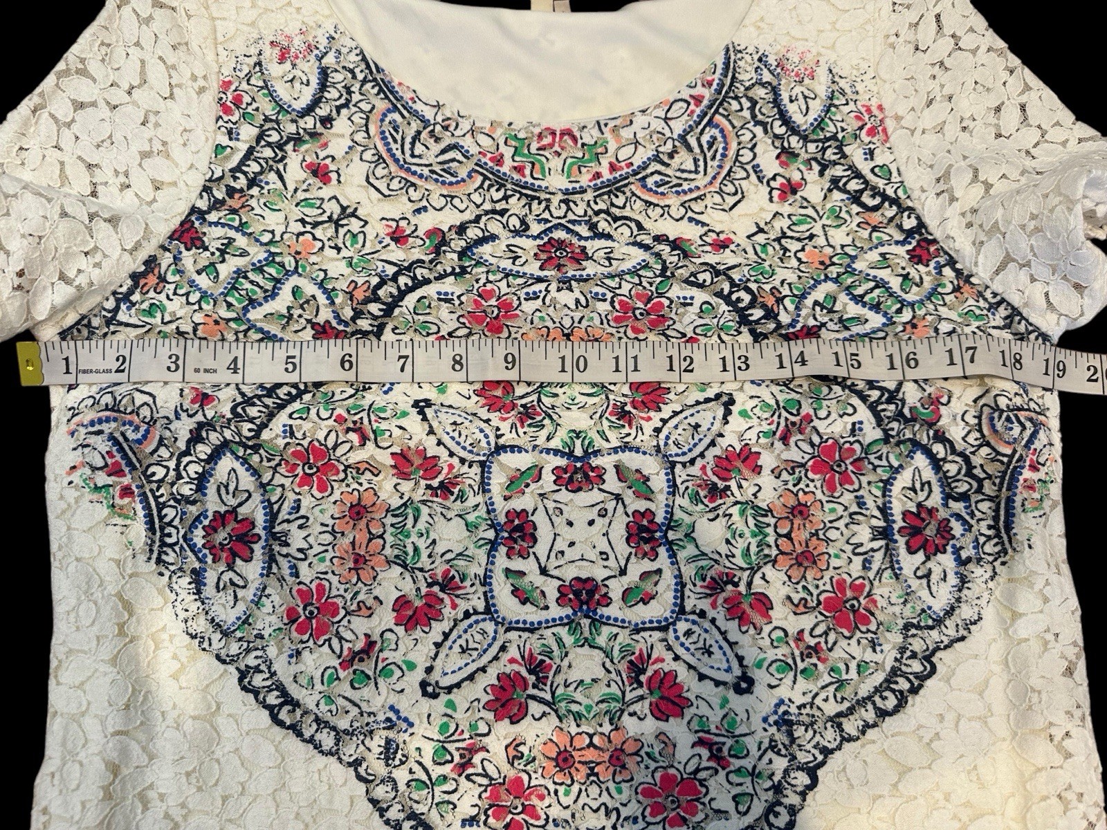 ⭐️Red Camel Lined Floral Print Front, Embroidered Dress Size Medium, 35” Length
