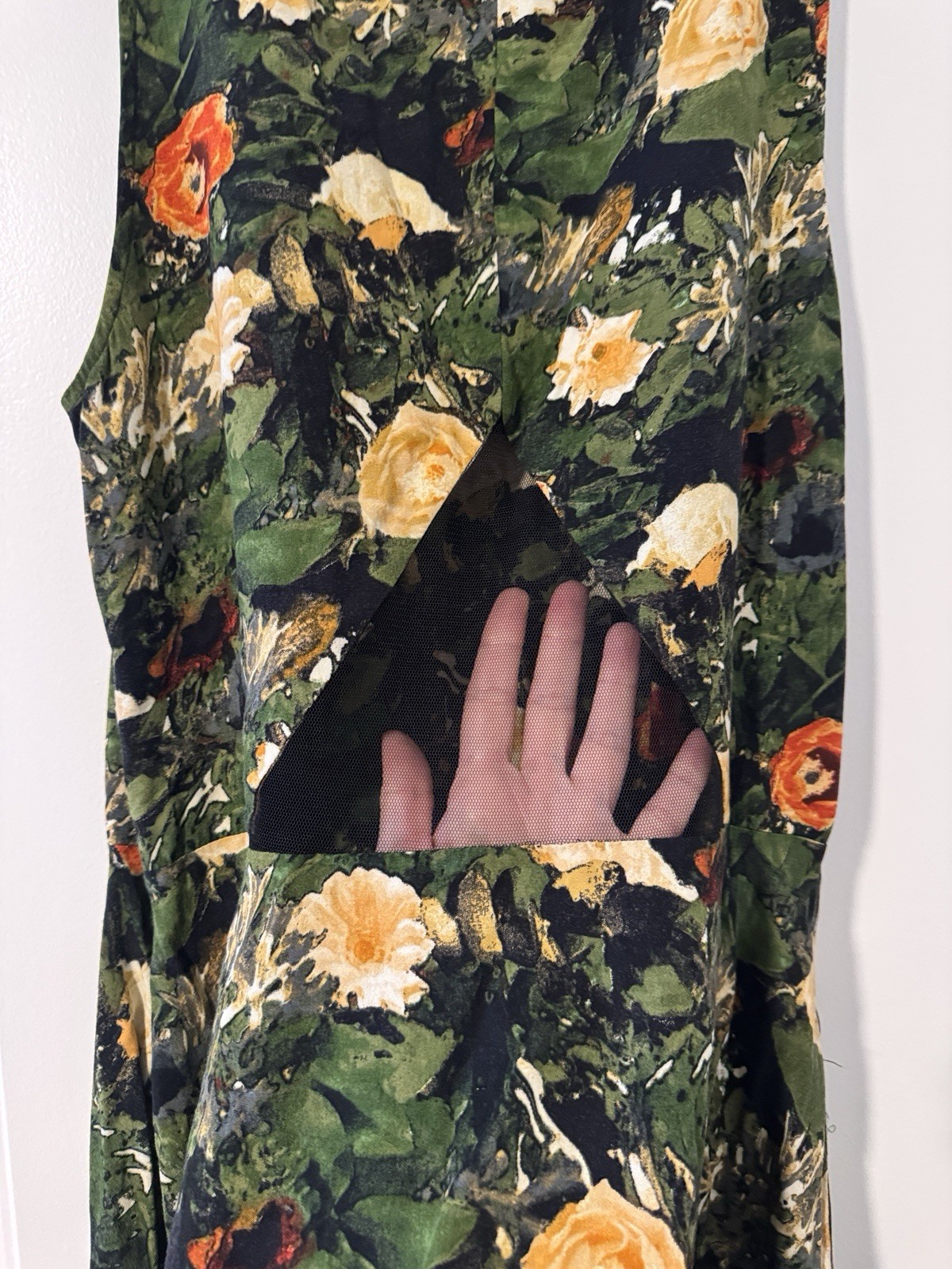 Jack. Floral Fit & Flare Dress with Sheer Mesh Back & Pockets – Size M/ Fits S/M