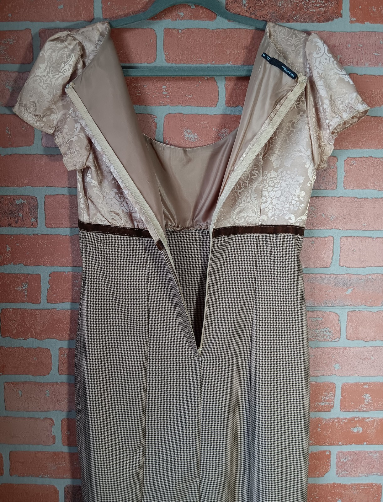 Maurices Floral Damask & Houndstooth Babydoll Dress Size 5/6 Retro Dark Academia