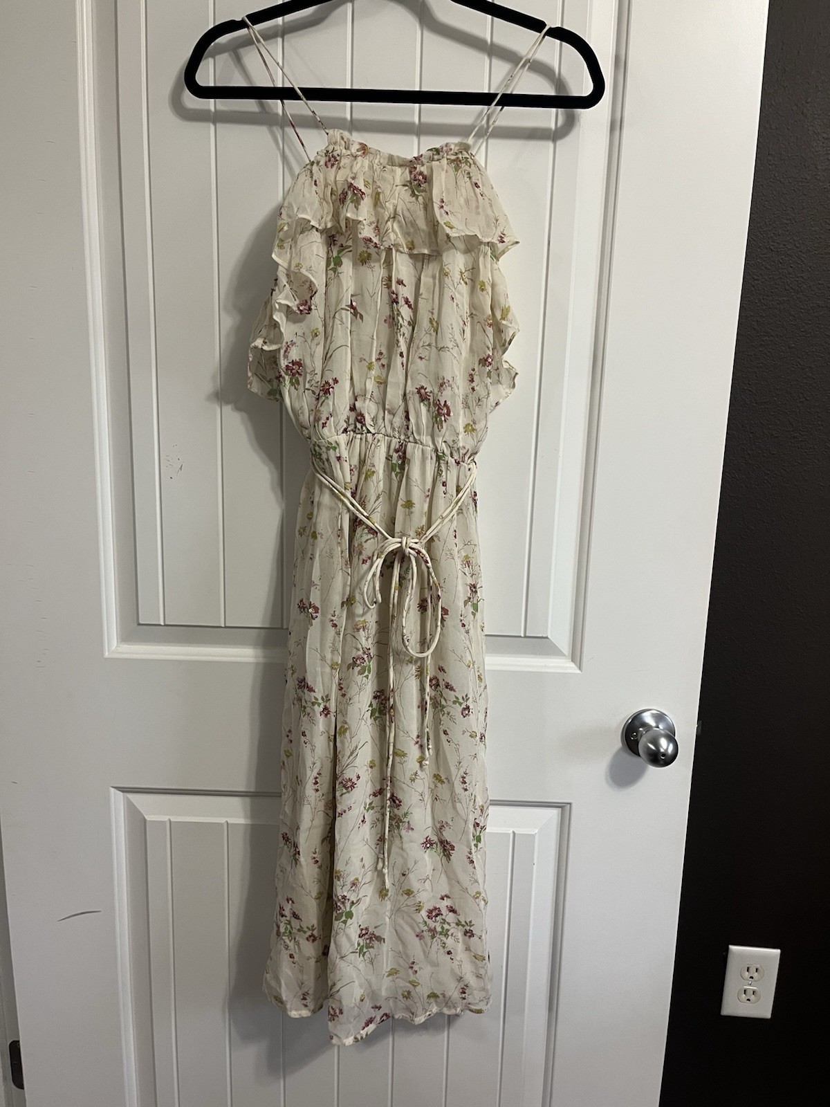 Zara Ruffle Sequin Dress NWT Sz Small Floral Boho Feminine Wedding Guest Summer